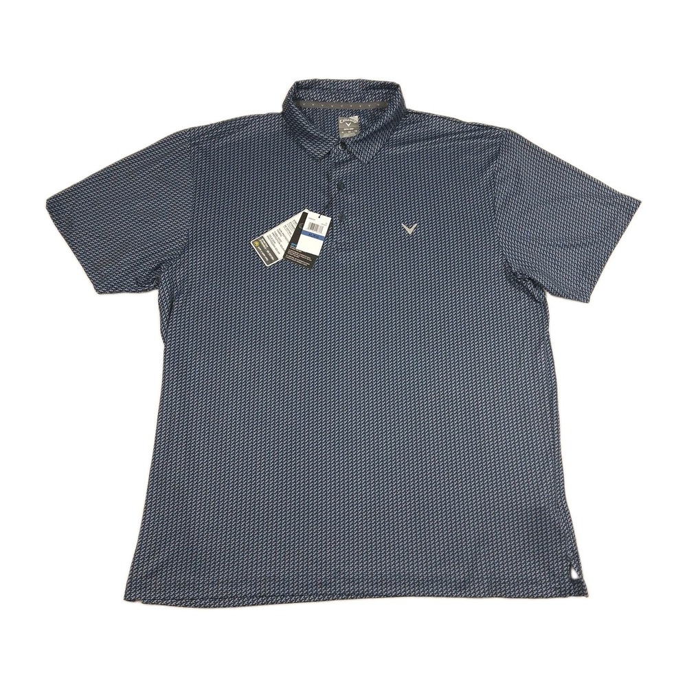 Callaway Polo Shirt Men's XL Black Opti-Dri Golf Stretch Moisture Wicking Blue